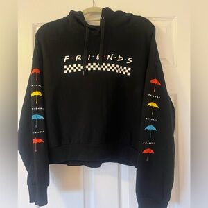 Black Hoodie with Friends Colorful Umbrella Design